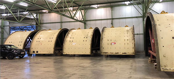 Unused Metso 22' X 38' (6706mm X 11582mm) Ball Mill, 10,000 Kw (13,410 Hp) Twin Pinion 50 Hz Motors)